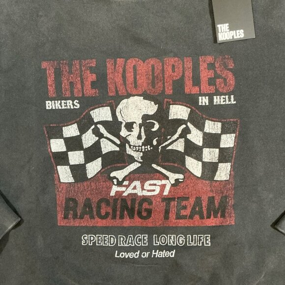 The Kooples Racing Team Skull Crossbones Pullover Crewneck Sweatshirt US Size 6 - Picture 3 of 7